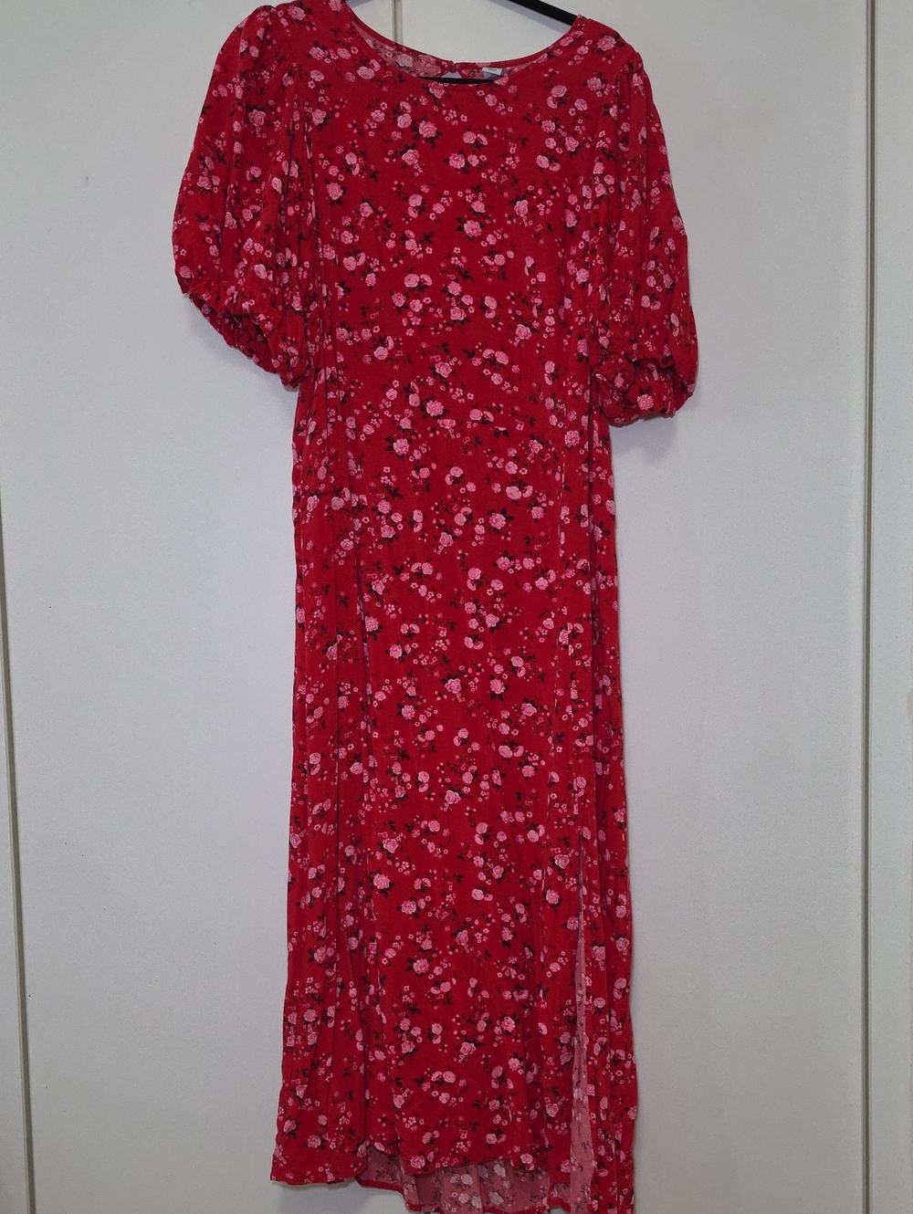 Old Navy Red Floral Puff-Sleeve Maxi Dress